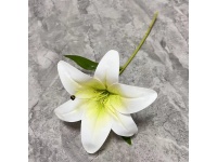 Kwiat LILIA wys. 30 cm (kwiat z tworzywa sztucznego 14x9 cm) BIAŁA z zielonym środkiem