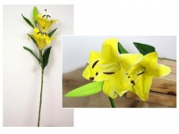 Kwiat LILIA plastikowa wys. 90 cm (2 główki - 18 cm i jeden pąk) ŻÓŁTA