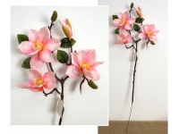 Kwiat MAGNOLIA wys. 73 cm (3 kwiaty 12 cm i 1 pąk) RÓŻOWA
