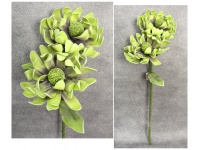 Kwiat piankowy DALIA wys. 80 cm (2 kwiaty 25 cm) ZIELONY CIEMNY Z FIOLETOWYM ŚRODKIEM