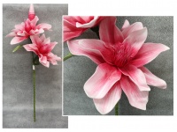 Kwiat piankowy MAGNOLIA DWIE GŁÓWKI wys. 115 cm (2 kwiaty 37 cm, 1 pąk) RÓŻOWY