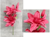 Kwiat piankowy MAGNOLIA DWIE GŁÓWKI wys. 80 cm (2 kwiaty 37 cm, 1 pąk) RÓŻOWY CIEMNY