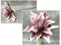 Kwiat piankowy MAGNOLIA z zielonymi listkami wys. 80 (kwiat 35 cm) RÓŻ BRUDNY