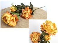 Kwiat PIWONIA wys. 82 cm (2 kwiaty 20-13 cm, 1 pąk) RUDY cieniowany