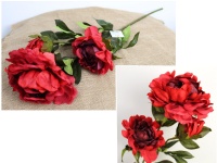 Kwiat PIWONIA wys. 82 cm (2 kwiaty 20-13 cm, 1 pąk) BORDOWY cieniowany
