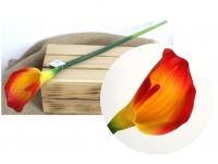 Kwiat pojedynczy KALIA gumowa wys. 65 cm (kwiat 13x7,5 cm) POMARAŃCZOWO-ŻÓŁTA