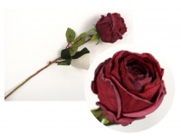 Kwiat pojedynczy RÓŻA podsuszana wys. 42 cm (główka 6,5x7 cm) BORDOWA