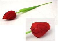 Kwiat TULIPAN wys. 53 cm (kwiat 8x5 cm) CZERWONY z pomarańczowymi końcówkami