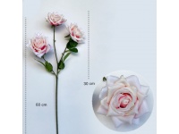 Kwiat RÓŻA 3 ramiona 60 cm kwiat 9 cm KREMOWA z różowym środkiem