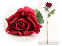 Kwiat RÓŻA pojedyncza REAL TOUCH - jak żywa wys.43 cm (główka 10x6 cm) CZERWONA