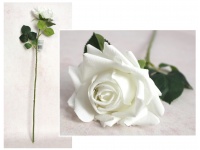 Kwiat RÓŻA pojedyncza REAL TOUCH - jak żywa wys.43 cm (główka 10x6 cm) BIAŁA
