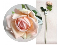 Kwiat RÓŻA pojedyncza REAL TOUCH - jak żywa wys.43 cm (główka 10x6 cm) jasno RÓŻOWA