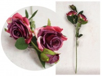 Kwiat RÓŻA wys. 52 cm (2 kwiaty 9 cm + 1 pąk) FIOLETOWO-RÓŻOWA