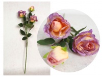 Kwiat RÓŻA wys. 52 cm (3 kwiaty 3x4, 4x6 cm) FIOLETOWO-BRZOSKWINIOWA