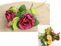 Kwiat RÓŻA wys. 54 cm (2 kwiaty 9x5 cm + pąk) MIX KOLOR