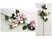 Kwiat RÓŻA wys. 55 cm (3 główki 7-9 cm) - FIOLETOWO-KREMOWY