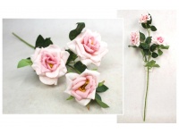 Kwiat RÓŻA wys. 55 cm (3 główki 7-9 cm) - RÓŻOWA PASTELOWA