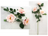 Kwiat RÓŻA wys. 55 cm (3 główki 7-9 cm) - RÓŻOWA JASNA