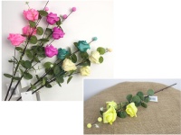 Kwiat RÓŻA wys. 58 cm (3 kwiaty piankowe 5x4,5 cm) - mix kolor