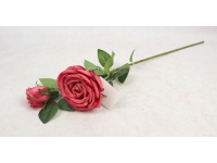 Kwiat RÓŻA wys. 65 cm (kwiat 9x4 cm + pąk) RÓŻOWA ciemna