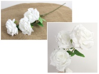 Kwiat RÓŻA wys. 67 cm (3 kwiaty 10x4 cm) BIAŁA