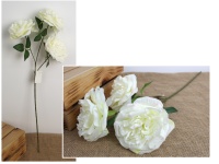 Kwiat RÓŻA wys. 67 cm (3 kwiaty 13x6 cm) BIAŁA