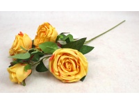 Kwiat RÓŻA wys. 67 cm, 4 ramiona (3 kwiaty 9x5 cm + pąk) POMARAŃCZOWA cieniowana