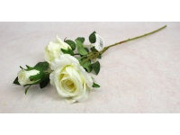 Kwiat RÓŻA wys. 70 cm, 3 ramiona (kwiat 12x7 cm + pąk) BIAŁA