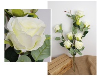 Kwiat RÓŻA wys. 72 cm, 7 łodyg (kwiat 9x7 cm + 2 pąki ) ŚMIETANOWY