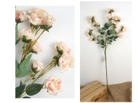 Kwiat RÓŻA wys. 82 cm, 5 ramion (kwiat 4x2,5 cm) BRZOSKWINIOWY