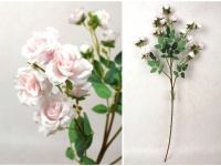 Kwiat RÓŻA wys. 82 cm, 5 ramion (kwiat 4x2,5 cm) jasno RÓŻOWY