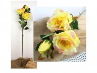 Kwiat RÓŻA wys. 83 cm (2 główki 12-14 cm +1 pąk cm) ŻÓŁTA