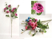 Kwiat RÓŻA wys. 88 cm, 3 ramiona (9 kwiatów 9x4 cm) - mix kolor NAKRAPIANA