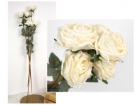 Kwiat RÓŻA zasuszona wys. 80 cm 5 łodyg (5 kwiatów 8 cm) ECRU