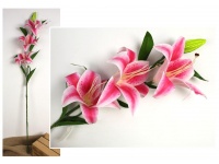 Kwiat sztuczny LILIA 100 cm (3 kwiaty 18 cm +1 pąk) RÓŻOWA