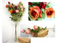 Kwiat sztuczny, łodyga RÓŻA 106 cm (4 kwiaty 9x8 cm, 1 pąk) - mix kolor