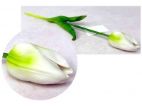Kwiat TULIPAN gumowy wys. 42 cm (kwiat 6x4 cm) BIAŁY