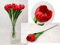 Kwiat TULIPAN piankowy wys. 40 cm (kwiat 5x4 cm) CZERWONY - 1 szt