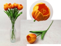 Kwiat TULIPAN piankowy wys. 40 cm (kwiat 5x4 cm) POMARAŃCZOWY - 1 szt