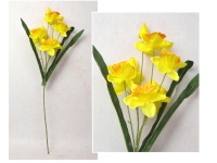 Kwiat ŻONKIL wys. 62 cm, 4 ramiona (6 kwiatów 9x3 cm + pąk) ŻÓŁTY z pomarańczowym środkiem