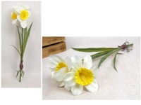 Kwiat ŻONKIL Z CEBULKĄ wys. 52 cm (3 kwiaty 12x6 cm) BIAŁY z żółtym środkiem