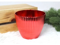 l Osłonka, doniczka dekoracyjna karbowana CZERWONA plastik 13x11 cm