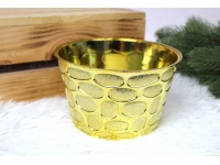 Osłonka, doniczka dekoracyjna tłoczona ZŁOTA plastik 15x9 cm