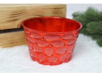 Osłonka, doniczka dekoracyjna tłoczona CZERWONA plastik 15x9 cm