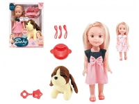 Lalka z maskotką pieskiem i akcesoriami w kartonie 37x30x11 cm