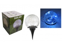 Lampka, lampa solarna KULA SZKLANA wbijana w ziemię zimna biała 19x10 cm