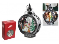 Lampka, latarenka BAŁWAN LED okrągła 13x9x5 cm SREBRNA