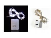 Lampki na druciku 20 LED (na baterie) - ZIMNY BIAŁY