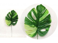 Liść MONSTERA gumowany 39 cm liść 23x19 cm ZIELONY nakrapiany