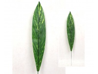 Liść pojedynczy PODŁUŻNY gumowany nakrapiany CIEMNY 50 cm liść 37x7,5 cm